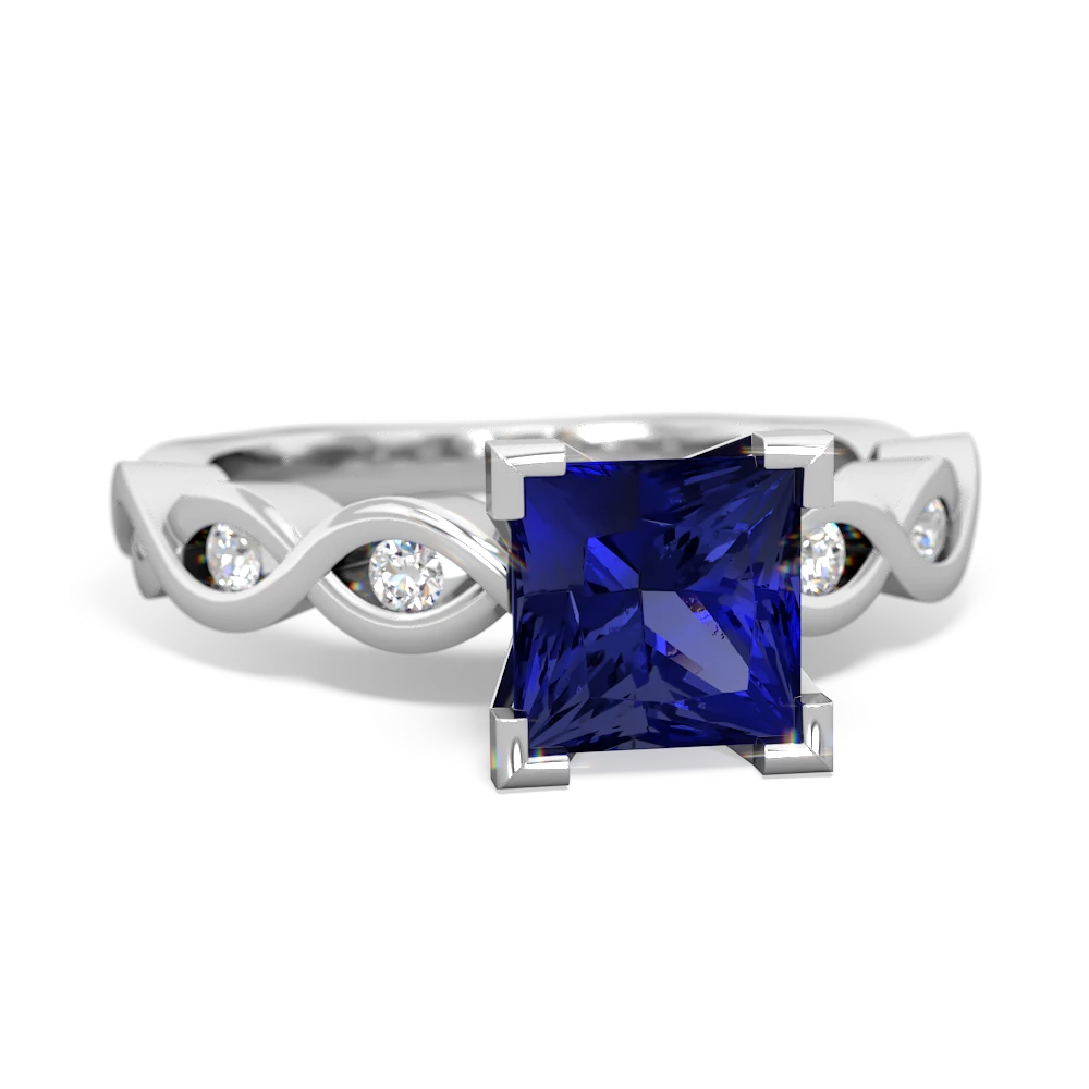 Lab Sapphire Infinity 6Mm Princess Engagement 14K White Gold ring R26316SQ