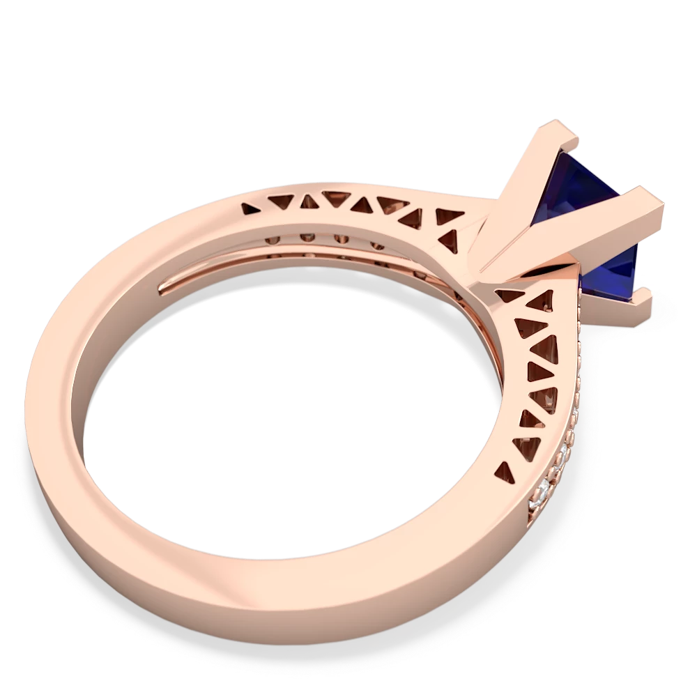 Lab Sapphire Art Deco Engagement 6Mm Princess 14K Rose Gold ring R26356SQ