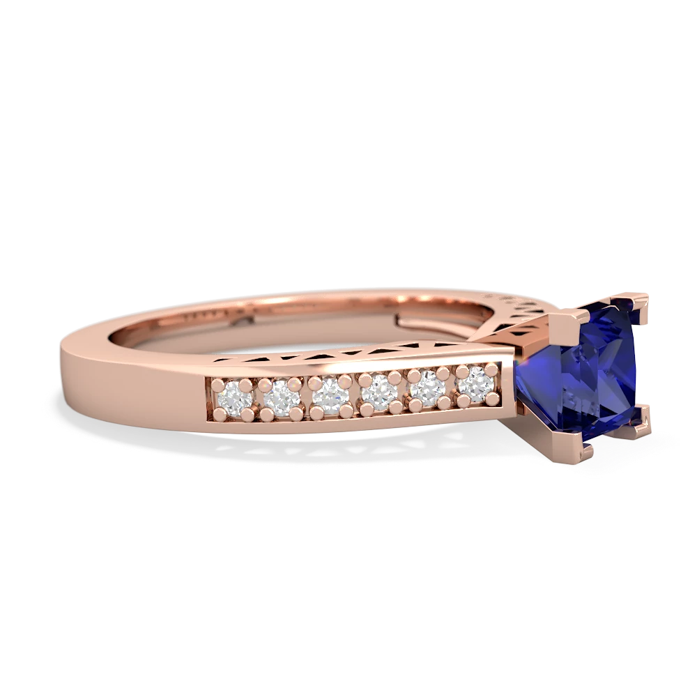 Lab Sapphire Art Deco Engagement 5Mm Square 14K Rose Gold ring R26355SQ