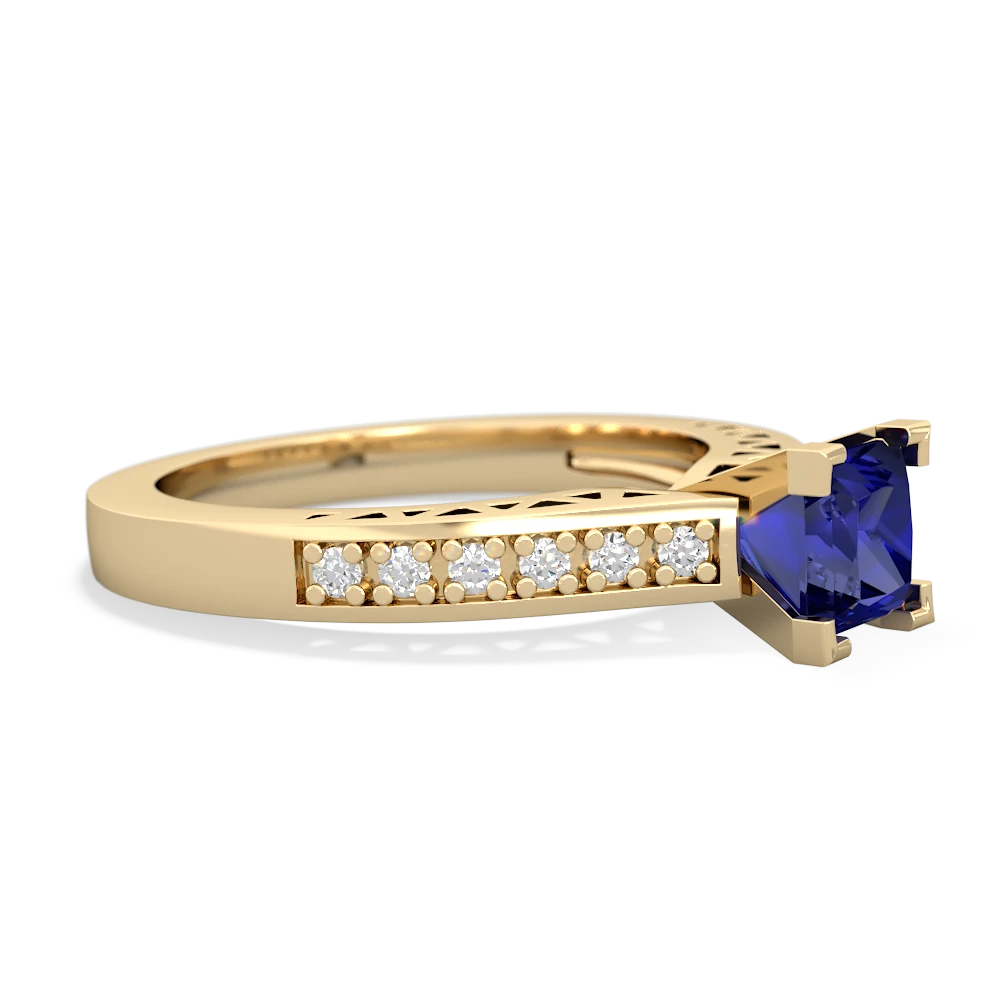 Lab Sapphire Art Deco Engagement 5Mm Square 14K Yellow Gold ring R26355SQ