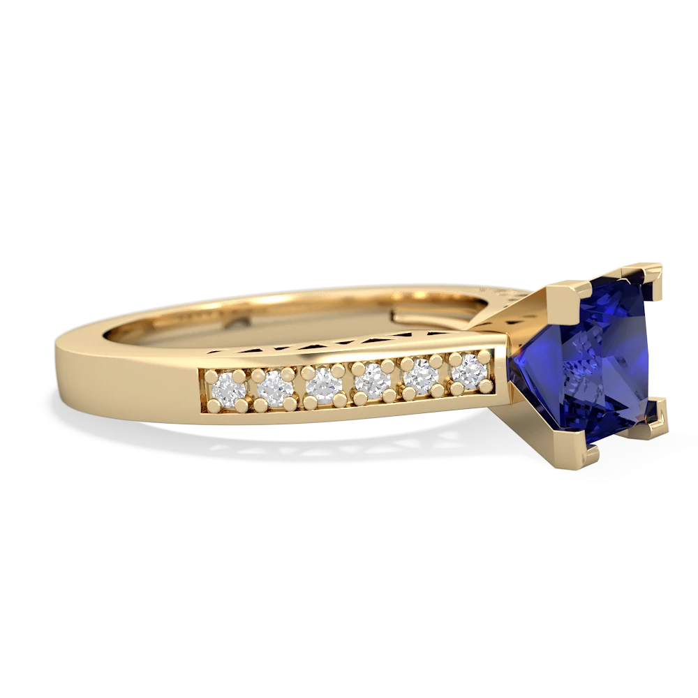 Lab Sapphire Art Deco Engagement 6Mm Princess 14K Yellow Gold ring R26356SQ
