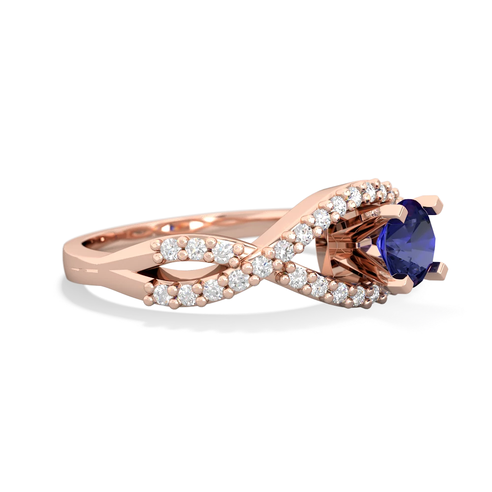 Lab Sapphire Diamond Twist 5Mm Round Engagment  14K Rose Gold ring R26405RD