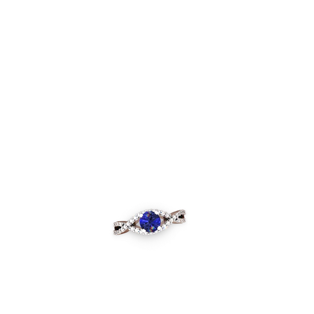 Lab Sapphire Diamond Twist 6Mm Round Engagment  14K White Gold ring R26406RD