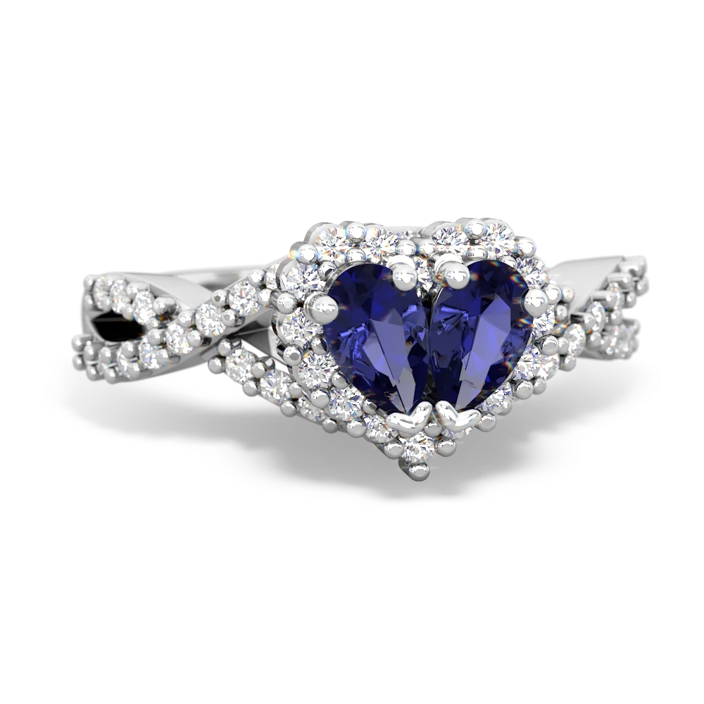 Lab Sapphire Diamond Twist 'One Heart' 14K White Gold ring R2640HRT