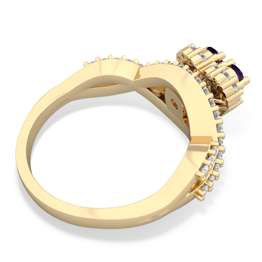 Lab Sapphire Diamond Twist 'One Heart' 14K Yellow Gold ring R2640HRT