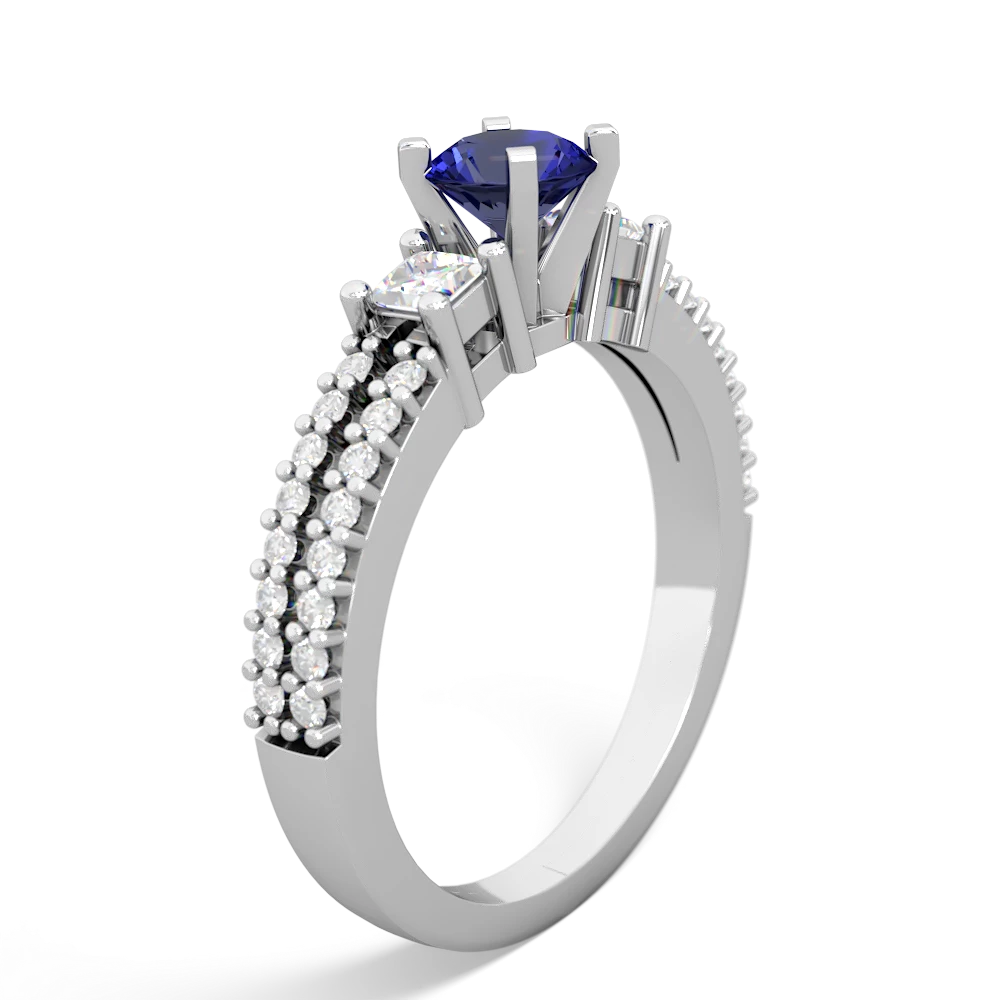Lab Sapphire Classic 5Mm Round Engagement 14K White Gold ring R26435RD
