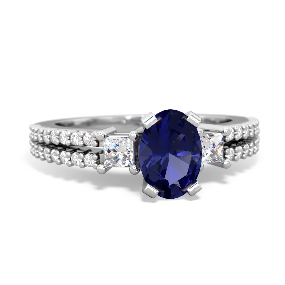Lab Sapphire Engagement 14K White Gold ring R26437VL