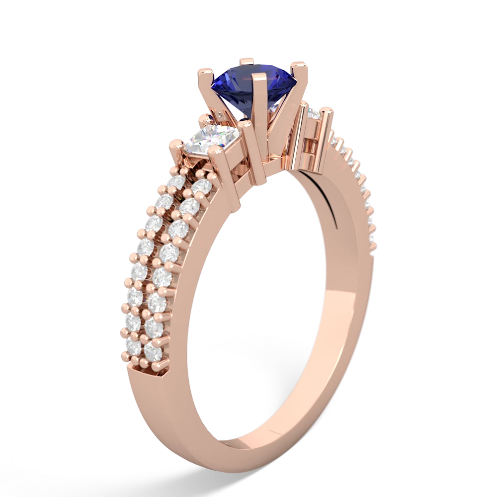 Lab Sapphire Classic 5Mm Round Engagement 14K Rose Gold ring R26435RD