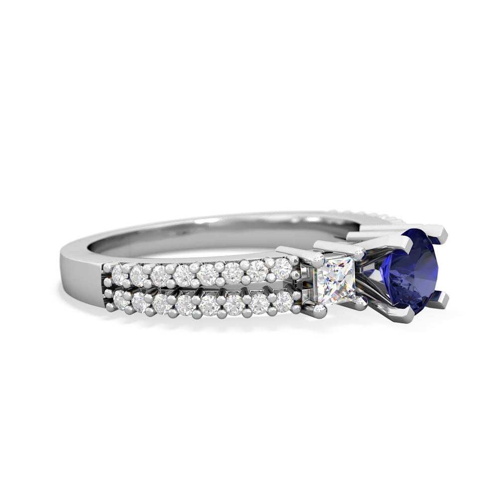 Lab Sapphire Classic 5Mm Round Engagement 14K White Gold ring R26435RD