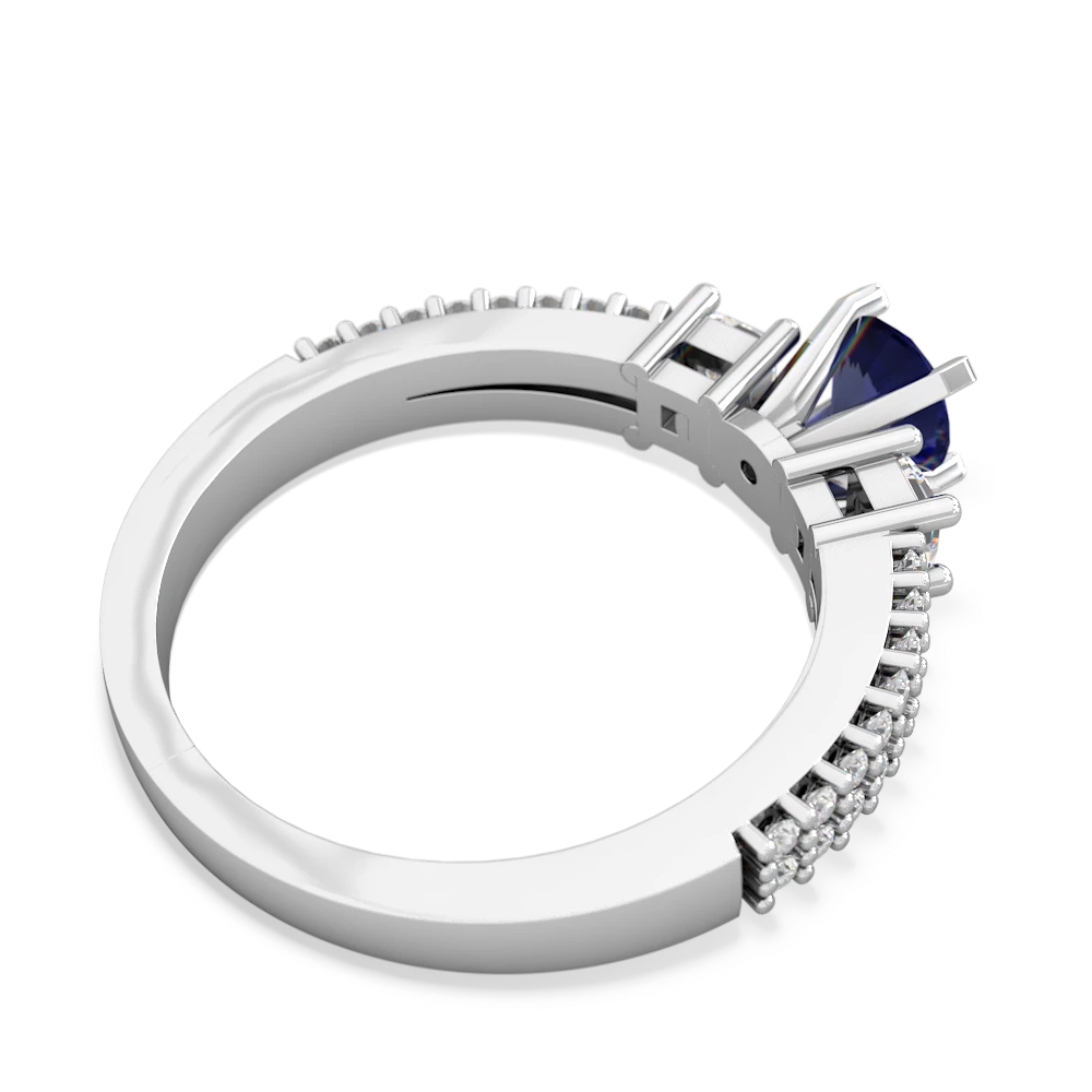 Lab Sapphire Classic 5Mm Round Engagement 14K White Gold ring R26435RD