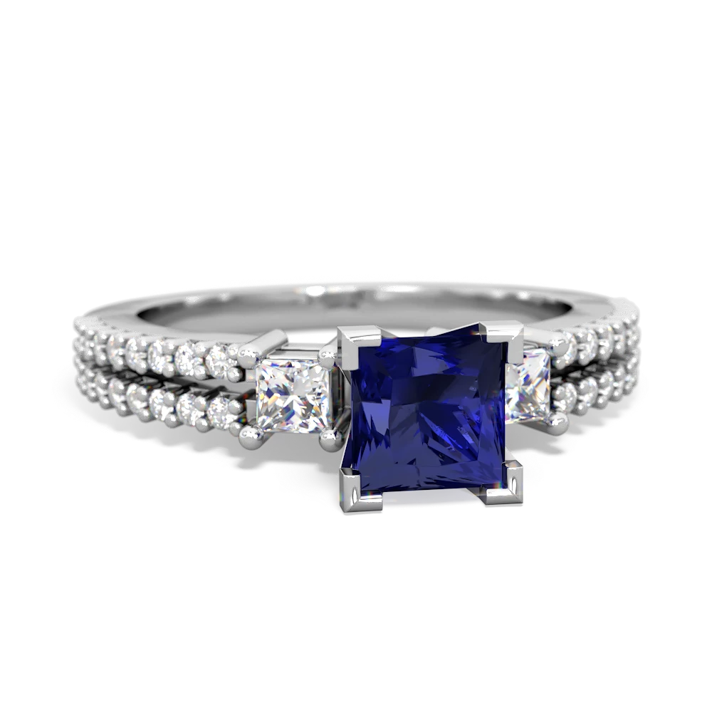 Lab Sapphire Classic 5Mm Square Engagement 14K White Gold ring R26435SQ