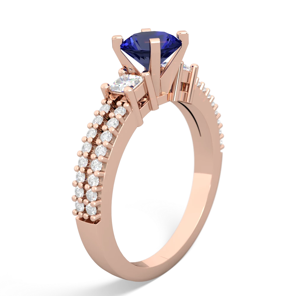 Lab Sapphire Classic 6Mm Round Engagement 14K Rose Gold ring R26436RD