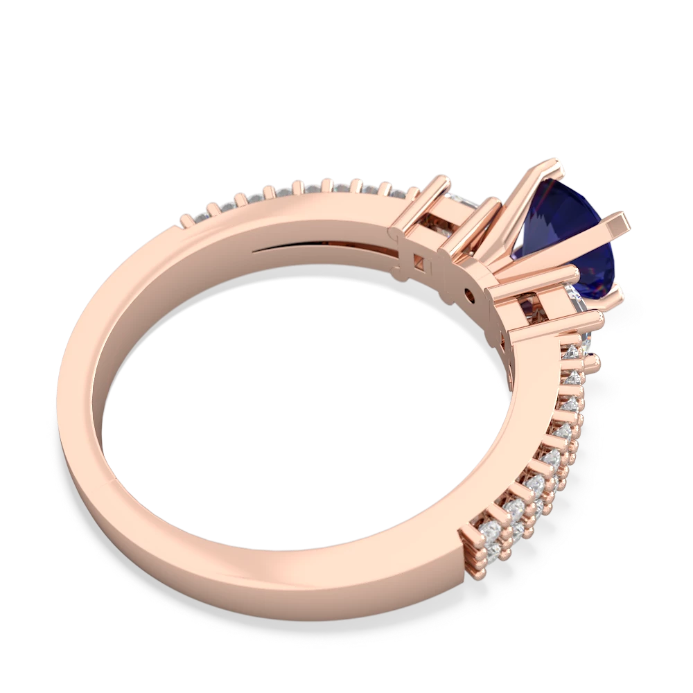 Lab Sapphire Classic 6Mm Round Engagement 14K Rose Gold ring R26436RD