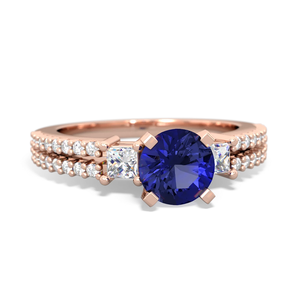 Lab Sapphire Classic 6Mm Round Engagement 14K Rose Gold ring R26436RD