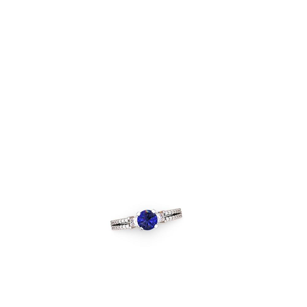 Lab Sapphire Classic 6Mm Round Engagement 14K White Gold ring R26436RD