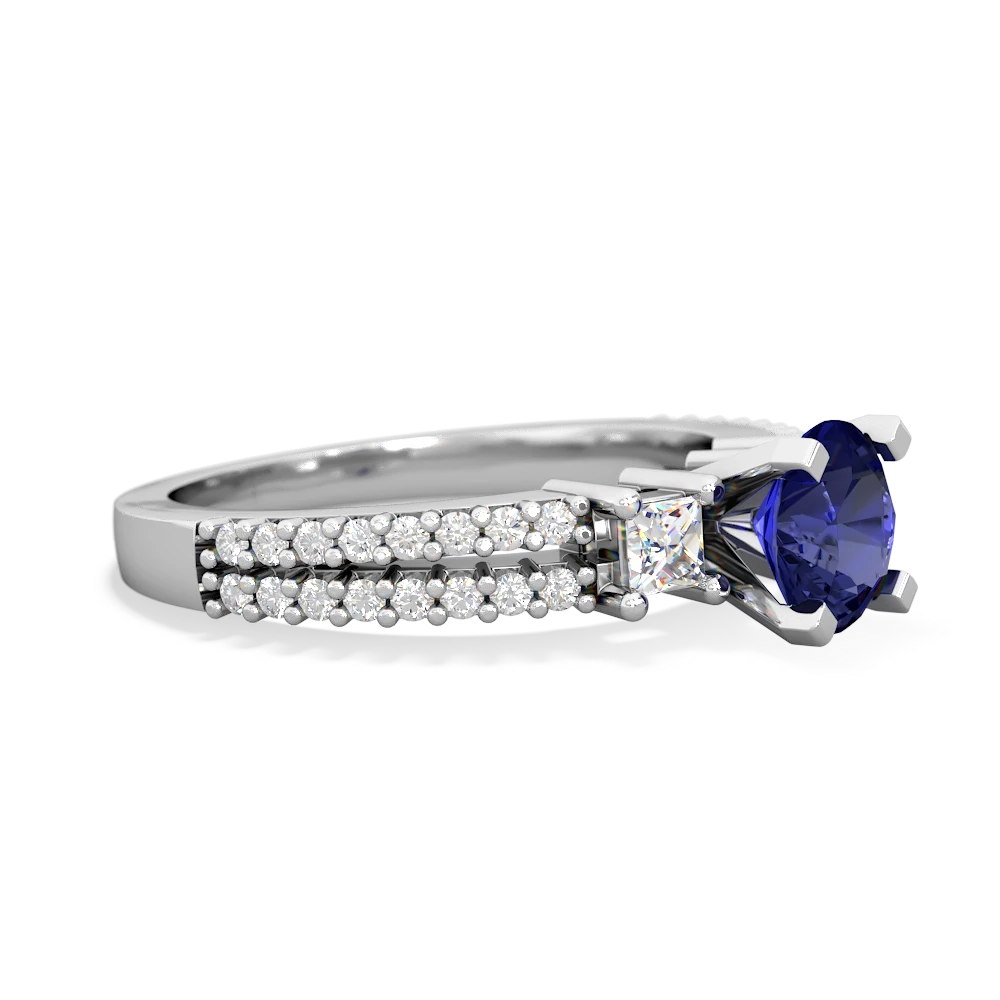 Lab Sapphire Classic 6Mm Round Engagement 14K White Gold ring R26436RD