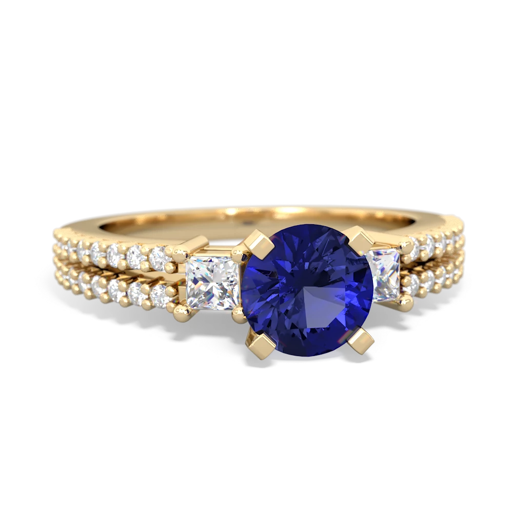 Lab Sapphire Classic 6Mm Round Engagement 14K Yellow Gold ring R26436RD