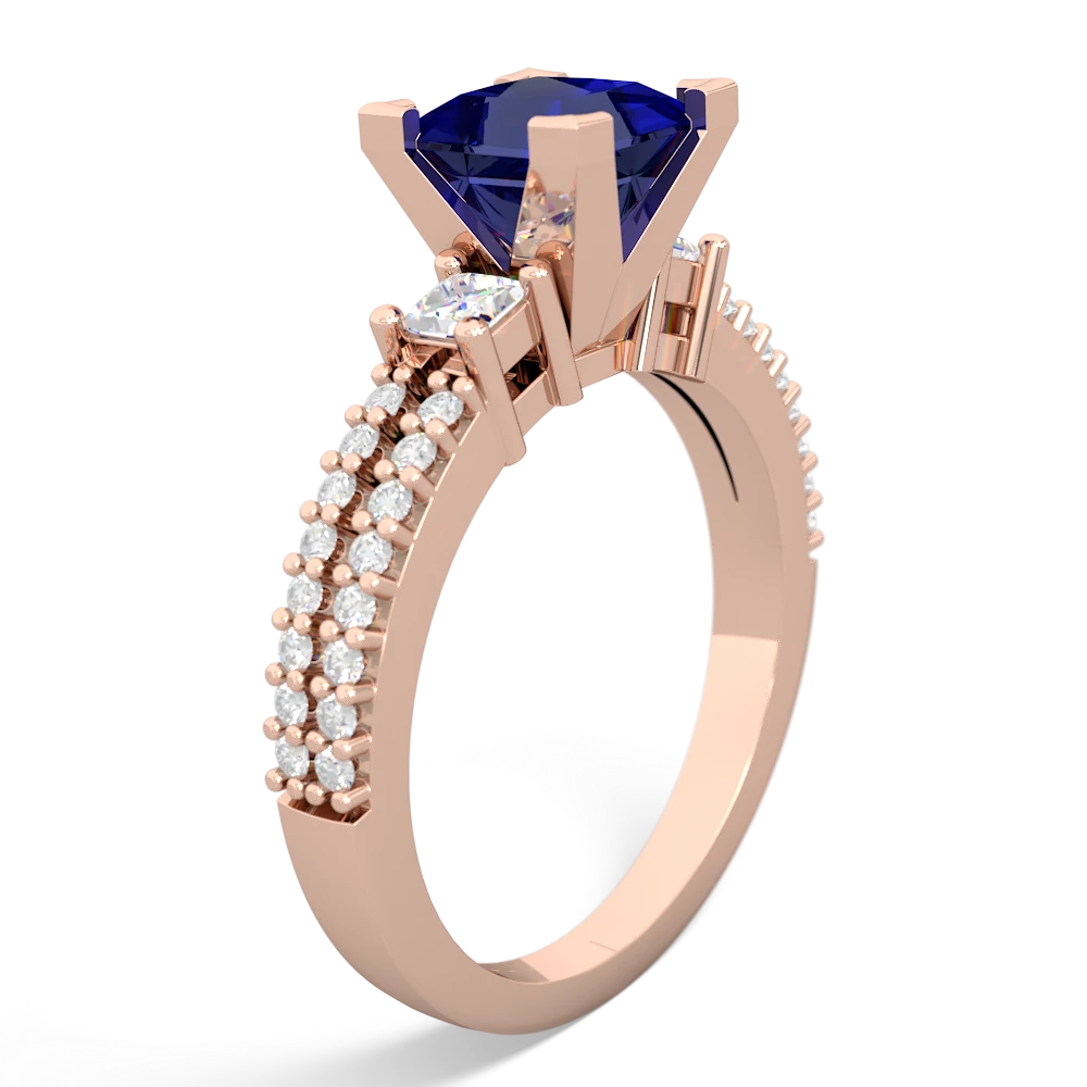 Lab Sapphire Classic 6Mm Princess Engagement 14K Rose Gold ring R26436SQ