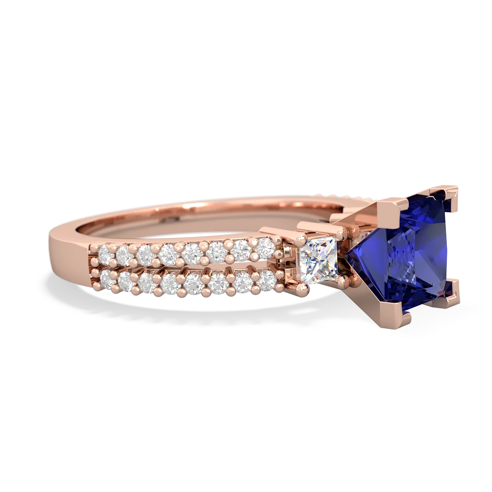 Lab Sapphire Classic 6Mm Princess Engagement 14K Rose Gold ring R26436SQ