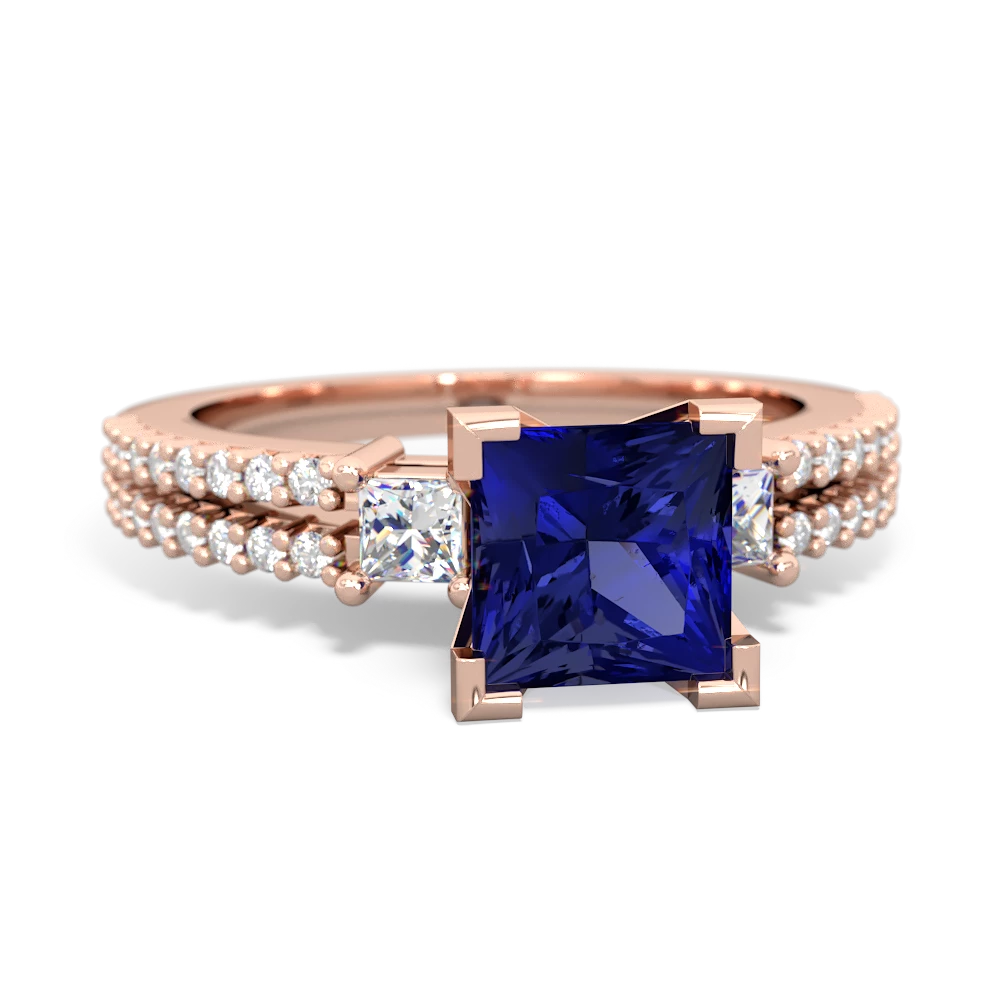 Lab Sapphire Classic 6Mm Princess Engagement 14K Rose Gold ring R26436SQ