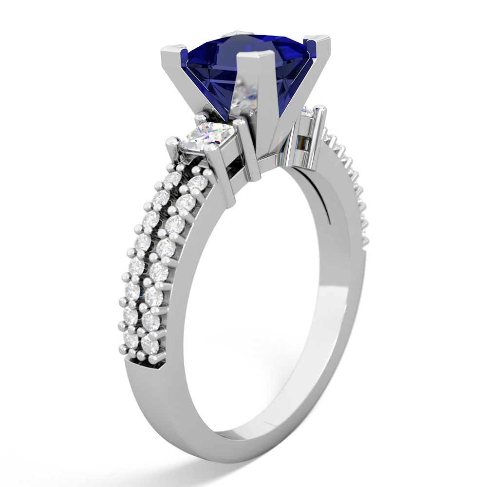 Lab Sapphire Classic 6Mm Princess Engagement 14K White Gold ring R26436SQ