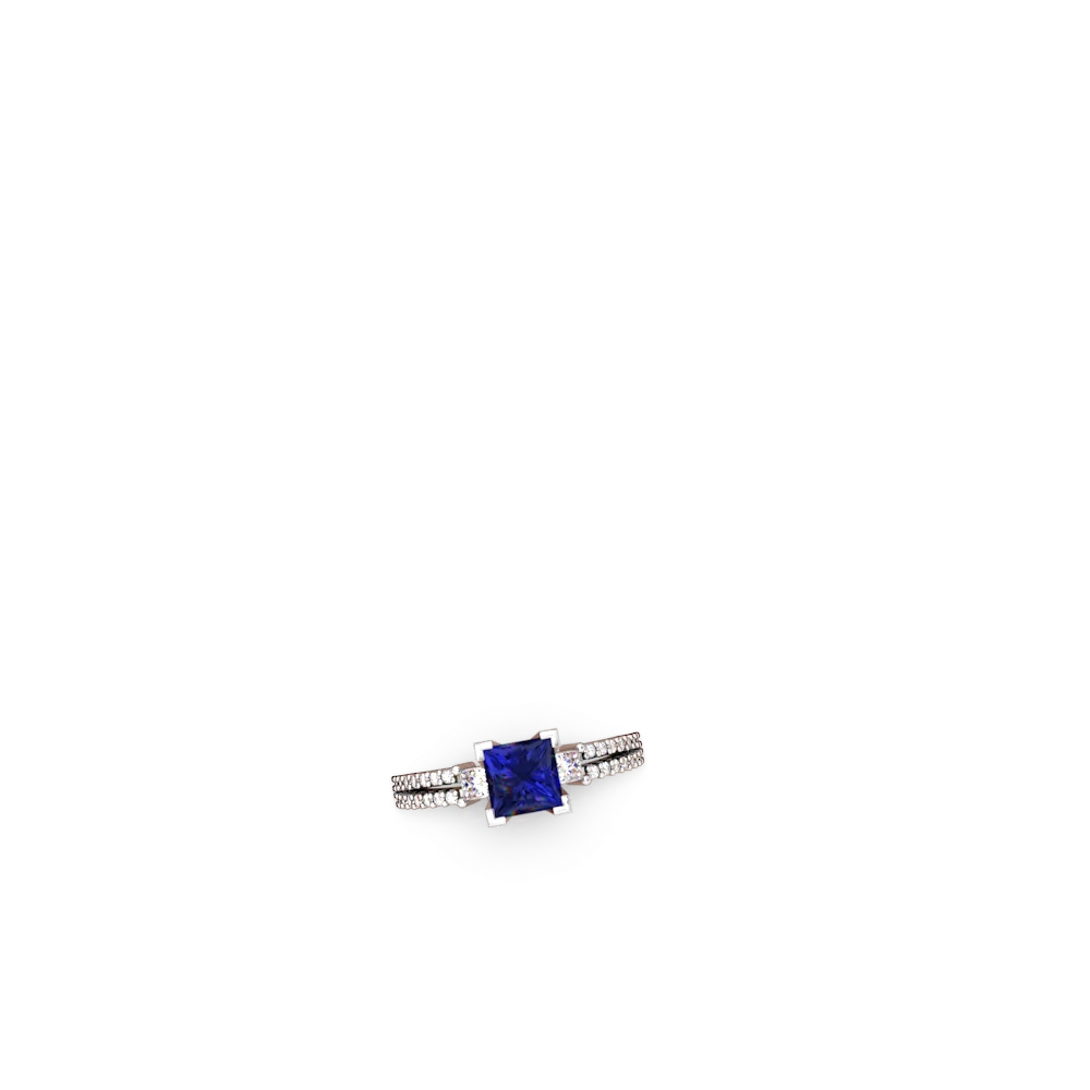 Lab Sapphire Classic 6Mm Princess Engagement 14K White Gold ring R26436SQ