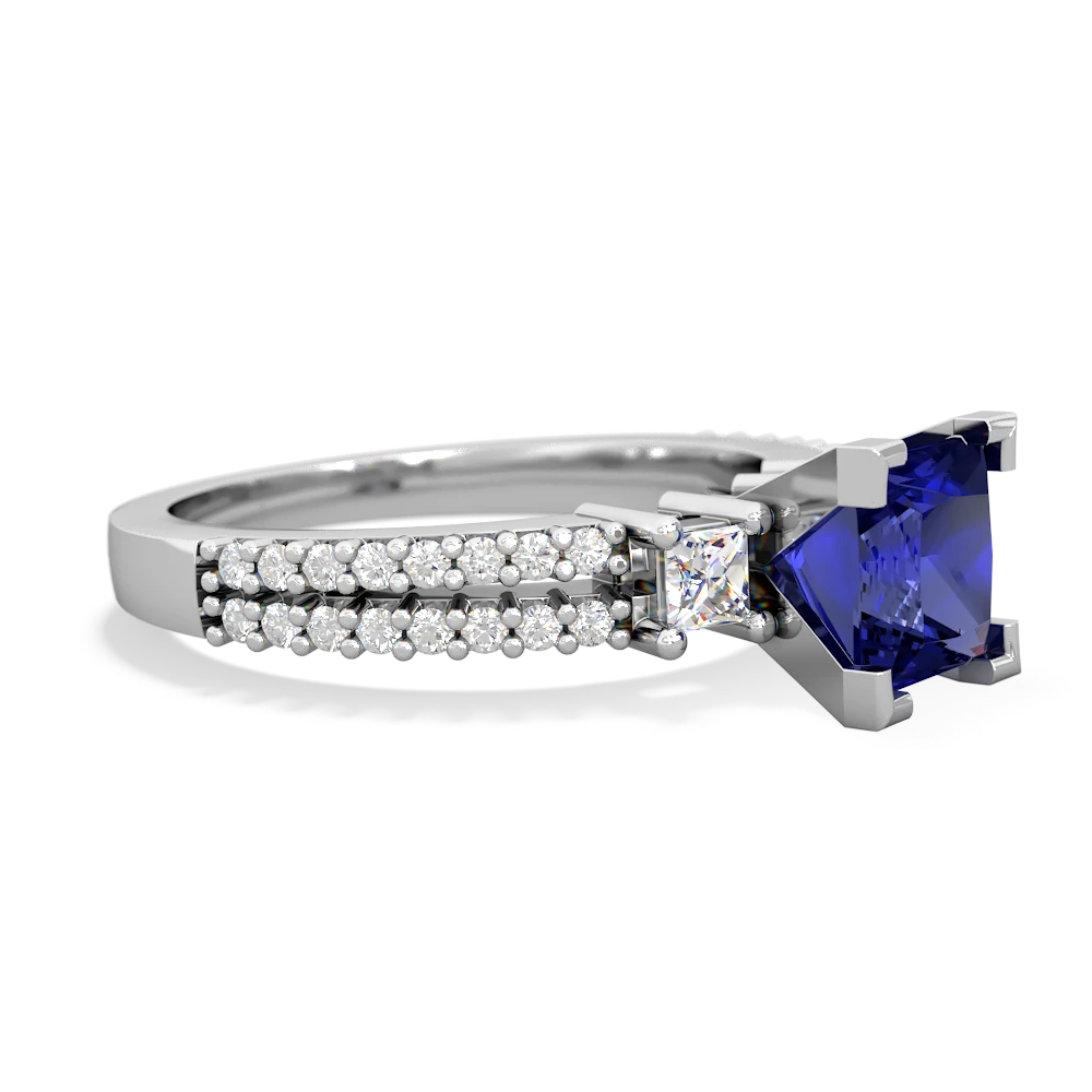 Lab Sapphire Classic 6Mm Princess Engagement 14K White Gold ring R26436SQ