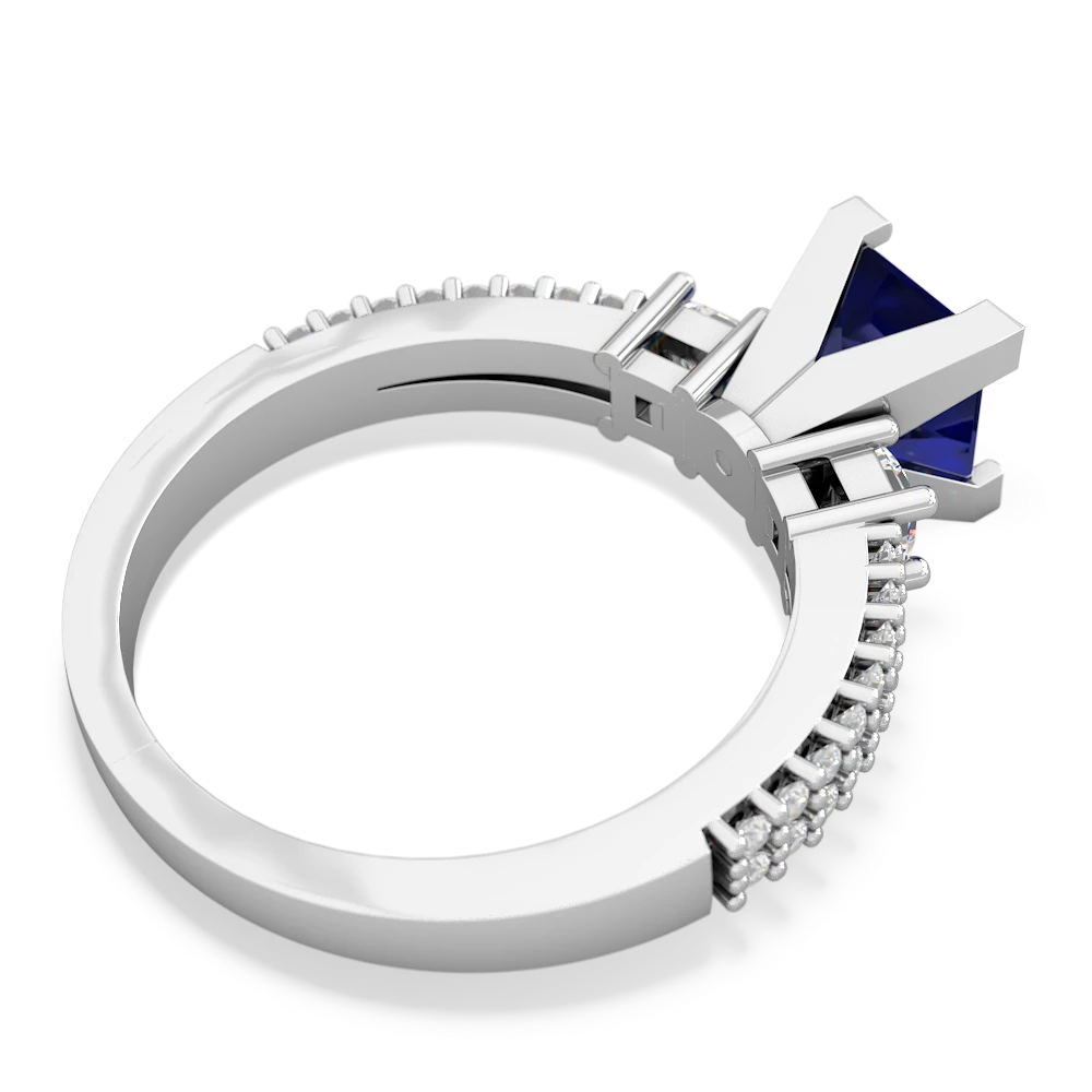 Lab Sapphire Classic 6Mm Princess Engagement 14K White Gold ring R26436SQ