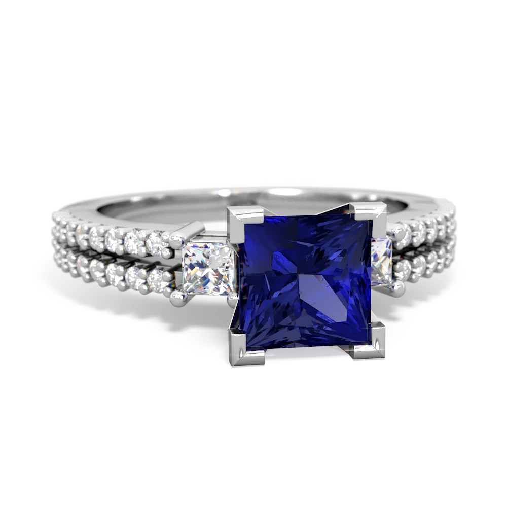 Lab Sapphire Classic 6Mm Princess Engagement 14K White Gold ring R26436SQ