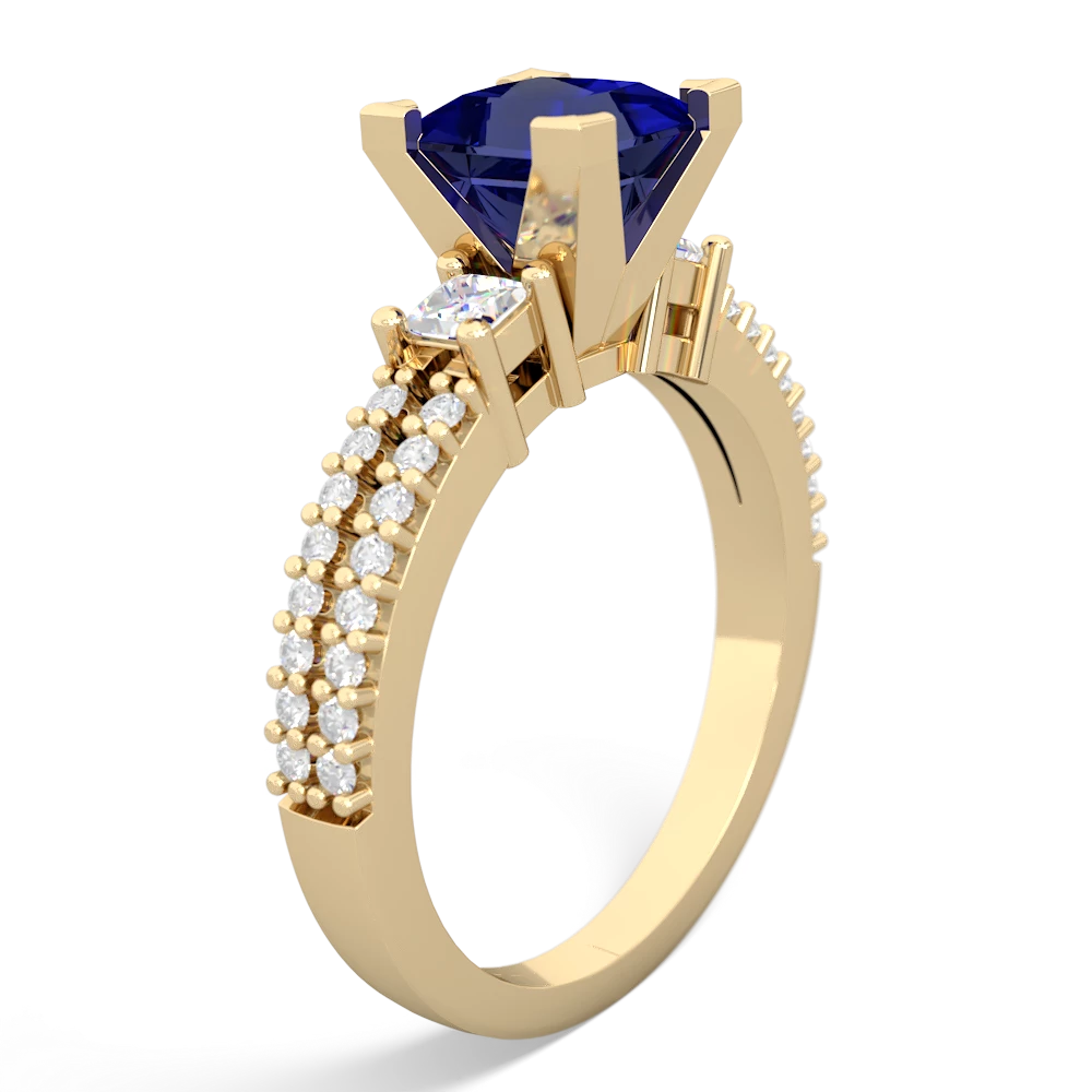 Lab Sapphire Classic 6Mm Princess Engagement 14K Yellow Gold ring R26436SQ