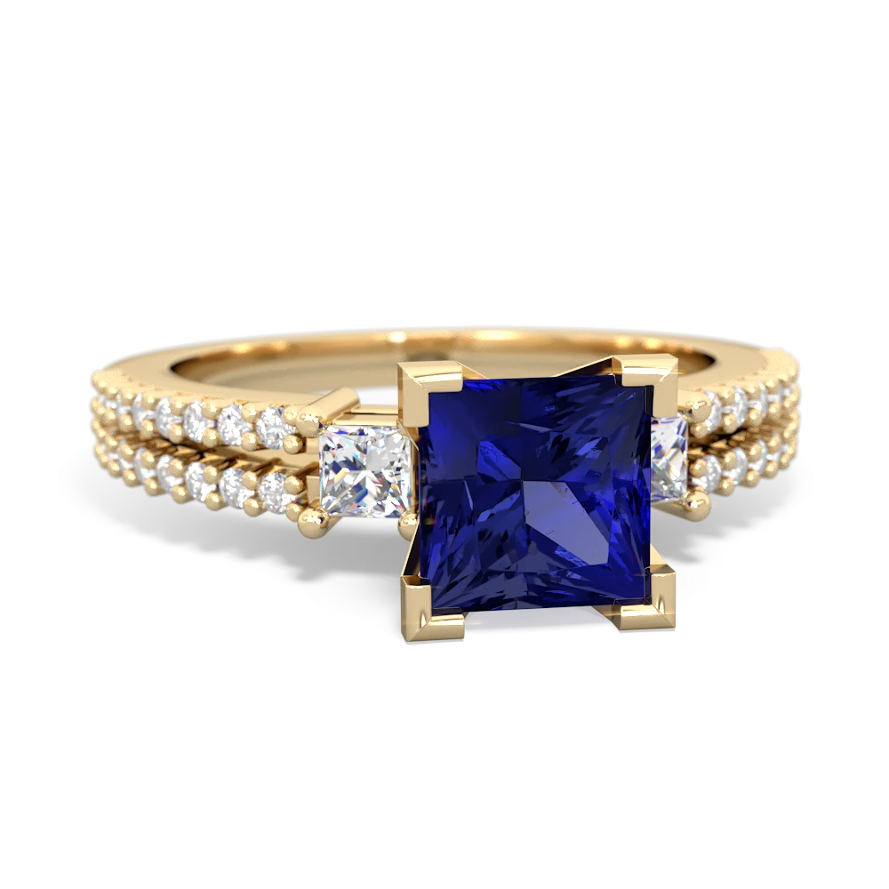 Lab Sapphire Classic 6Mm Princess Engagement 14K Yellow Gold ring R26436SQ