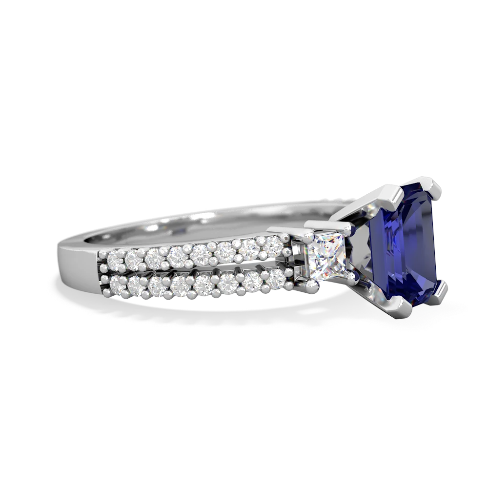 Lab Sapphire Classic 7X5mm Emerald-Cut Engagement 14K White Gold ring R26437EM