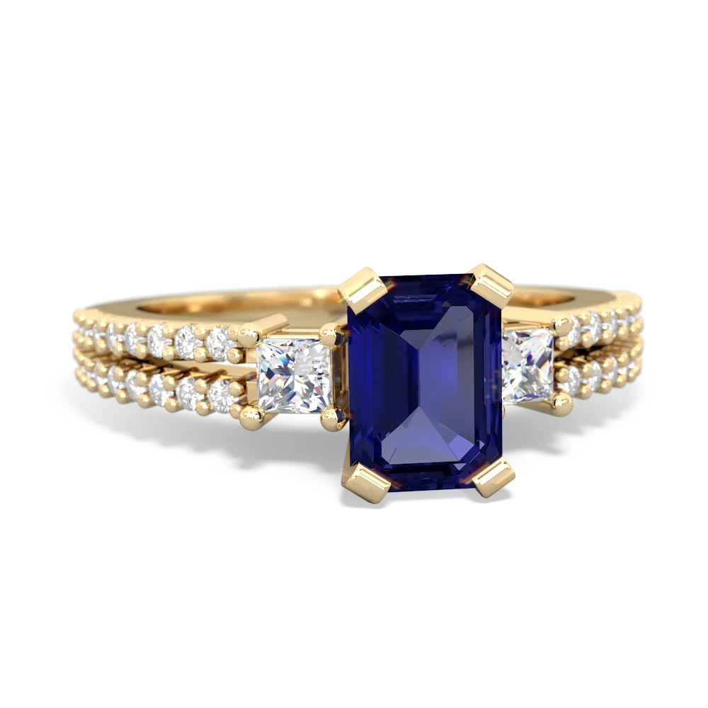 Lab Sapphire Classic 7X5mm Emerald-Cut Engagement 14K Yellow Gold ring R26437EM