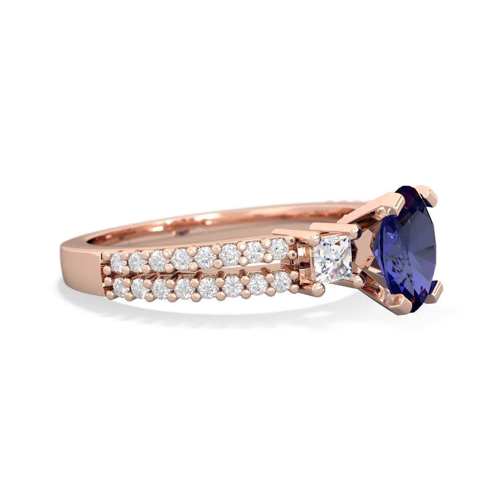 Lab Sapphire Classic 7X5mm Oval Engagement 14K Rose Gold ring R26437VL