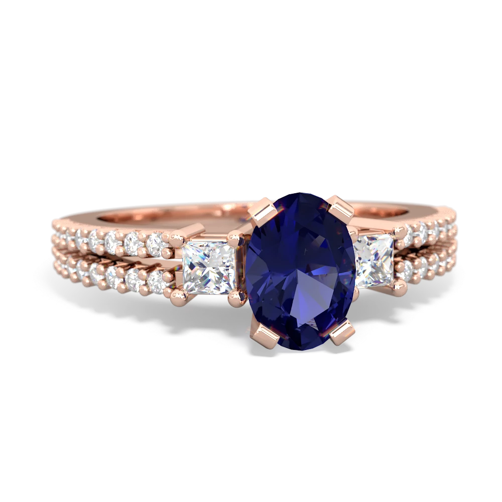 Lab Sapphire Classic 7X5mm Oval Engagement 14K Rose Gold ring R26437VL