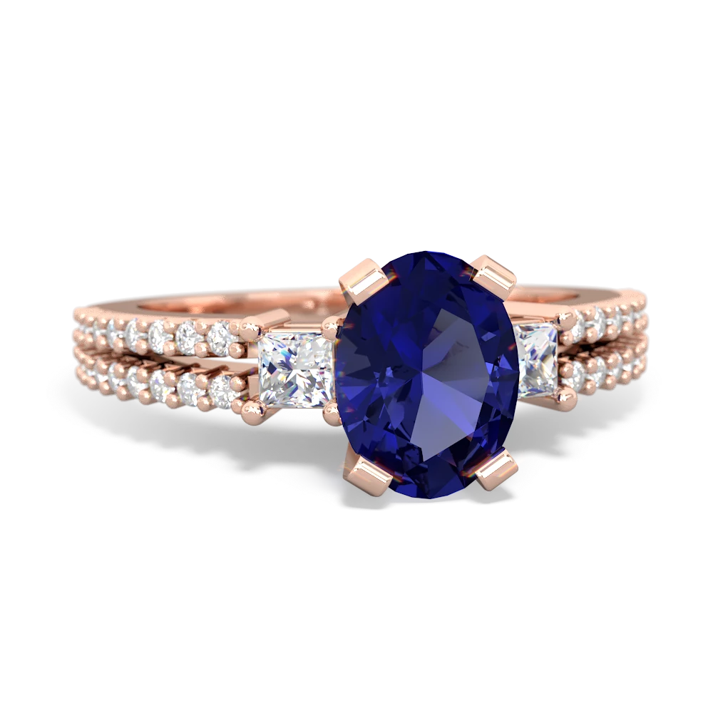 Lab Sapphire Classic 8X6mm Oval Engagement 14K Rose Gold ring R26438VL