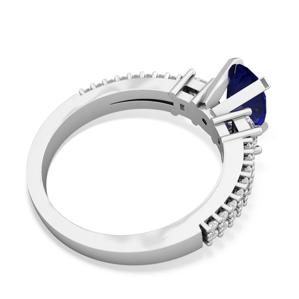 Lab Sapphire Classic 8X6mm Oval Engagement 14K White Gold ring R26438VL