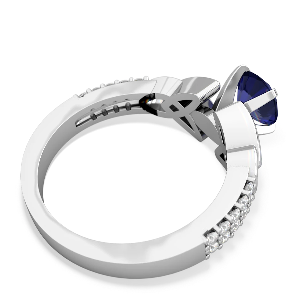 Lab Sapphire Celtic Knot Engagement 14K White Gold ring R26446RD