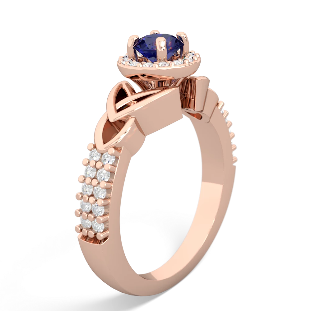 Lab Sapphire Celtic Knot Halo 14K Rose Gold ring R26445RH