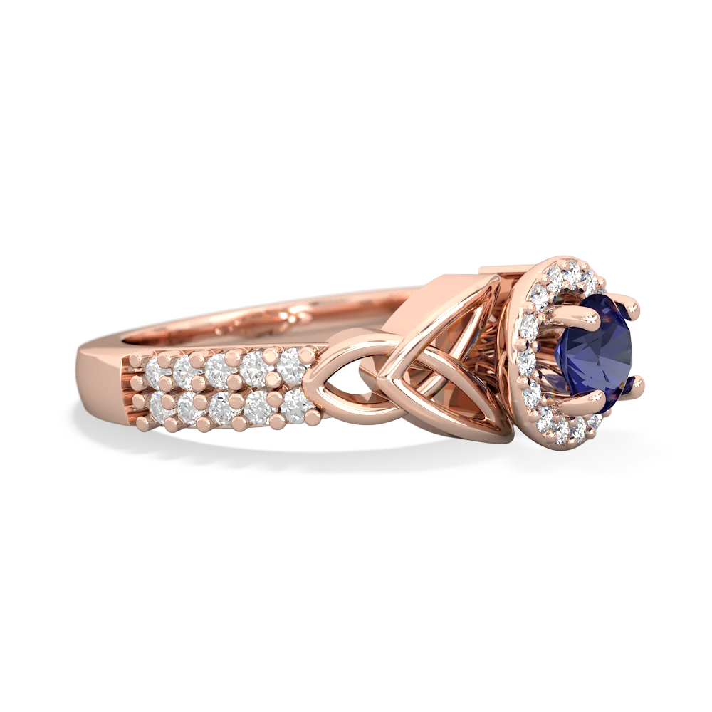 Lab Sapphire Celtic Knot Halo 14K Rose Gold ring R26445RH