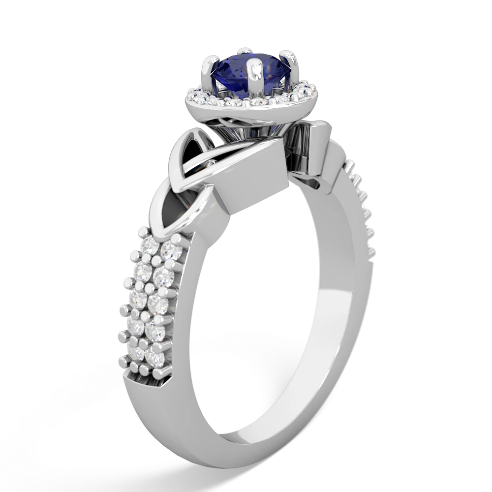 Lab Sapphire Celtic Knot Halo 14K White Gold ring R26445RH