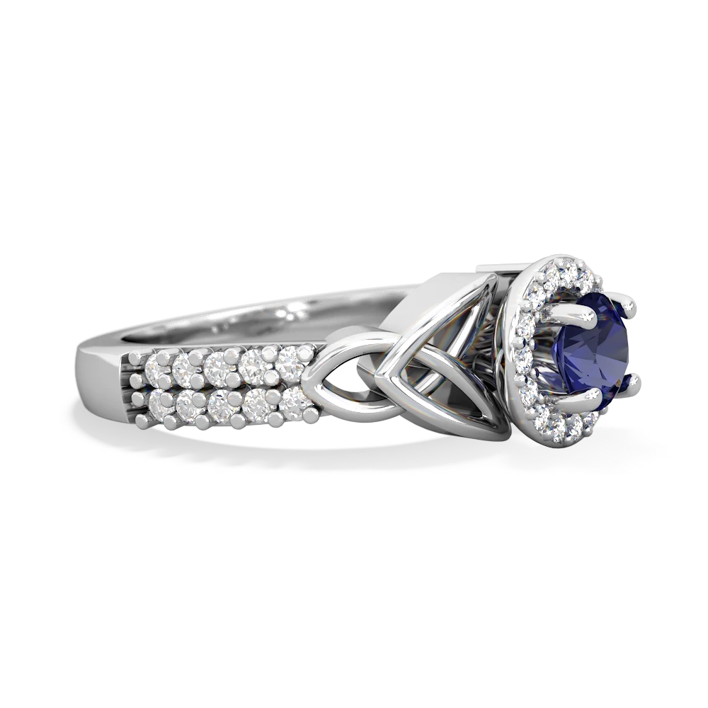 Lab Sapphire Celtic Knot Halo 14K White Gold ring R26445RH