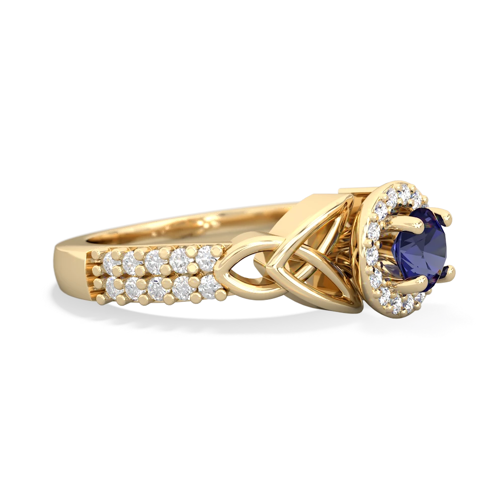 Lab Sapphire Celtic Knot Halo 14K Yellow Gold ring R26445RH