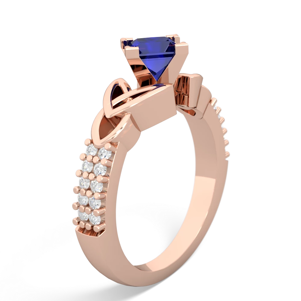 Lab Sapphire Celtic Knot 5Mm Square Engagement 14K Rose Gold ring R26445SQ