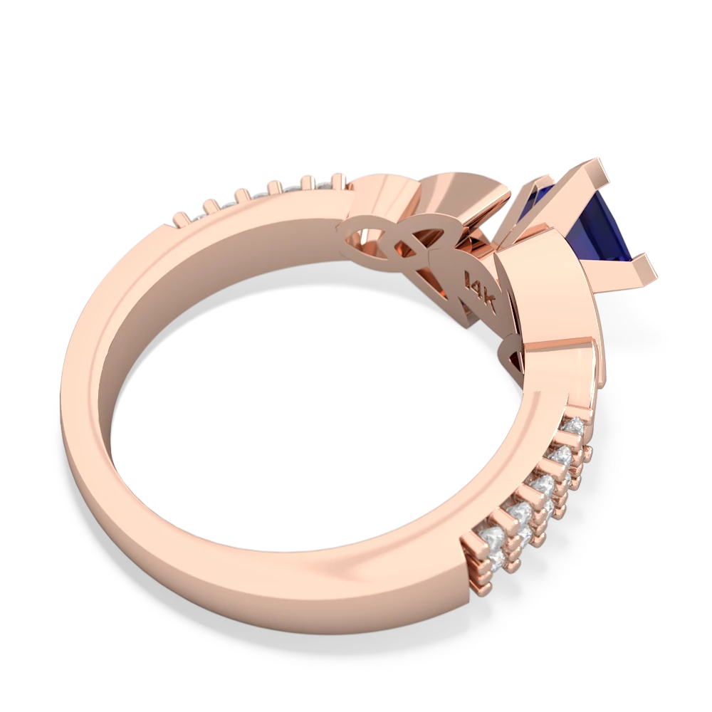 Lab Sapphire Celtic Knot 5Mm Square Engagement 14K Rose Gold ring R26445SQ