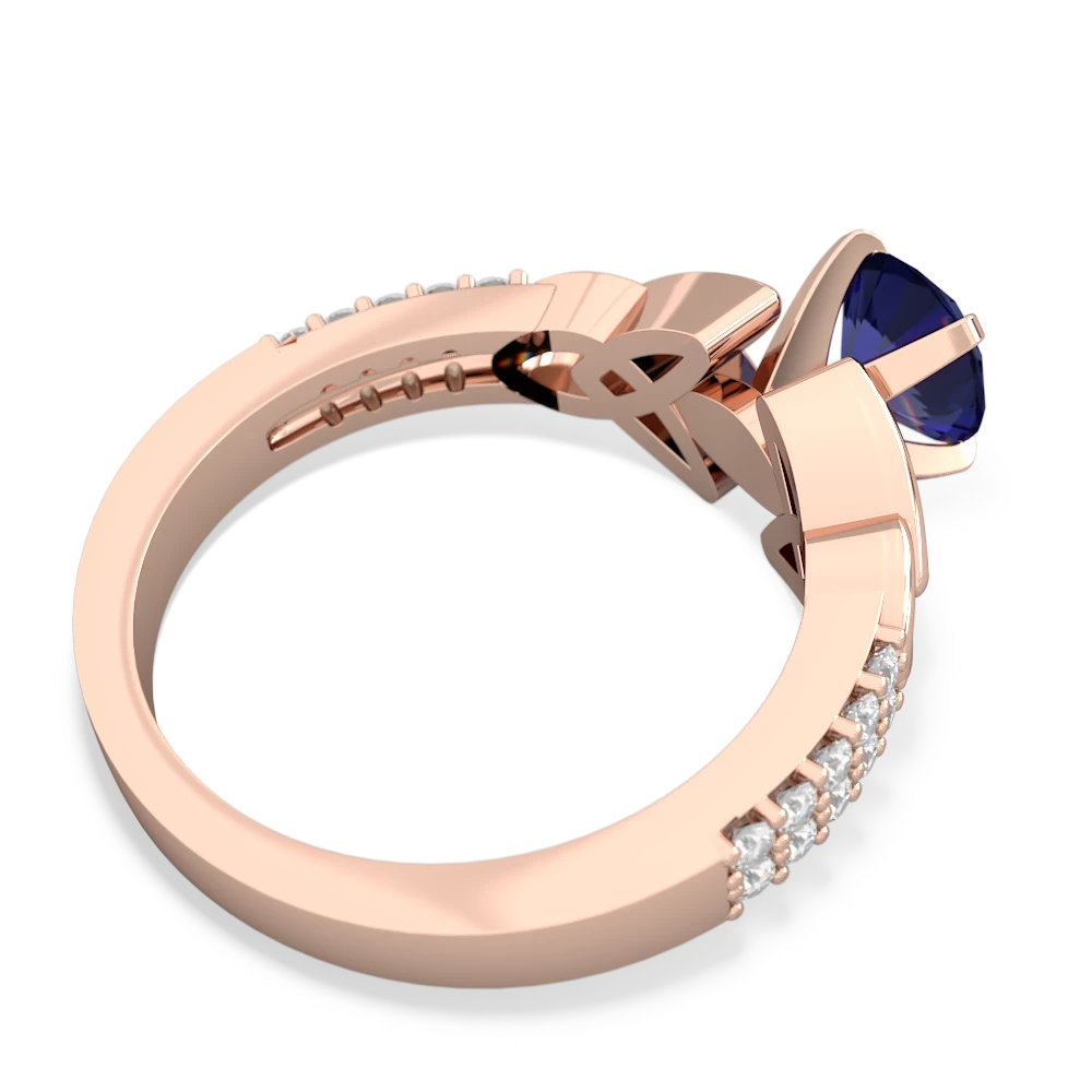 Lab Sapphire Celtic Knot 6Mm Round Engagement 14K Rose Gold ring R26446RD