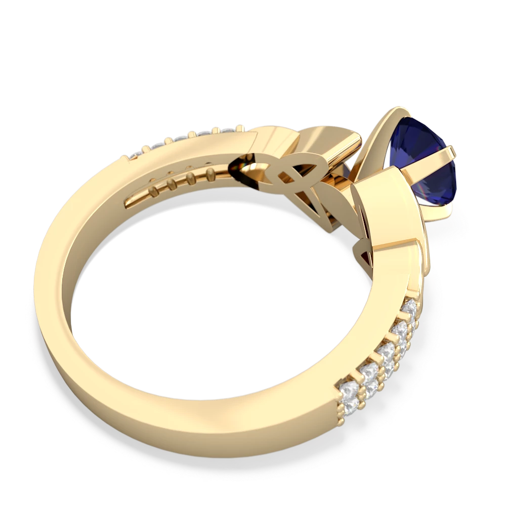 Lab Sapphire Celtic Knot 6Mm Round Engagement 14K Yellow Gold ring R26446RD