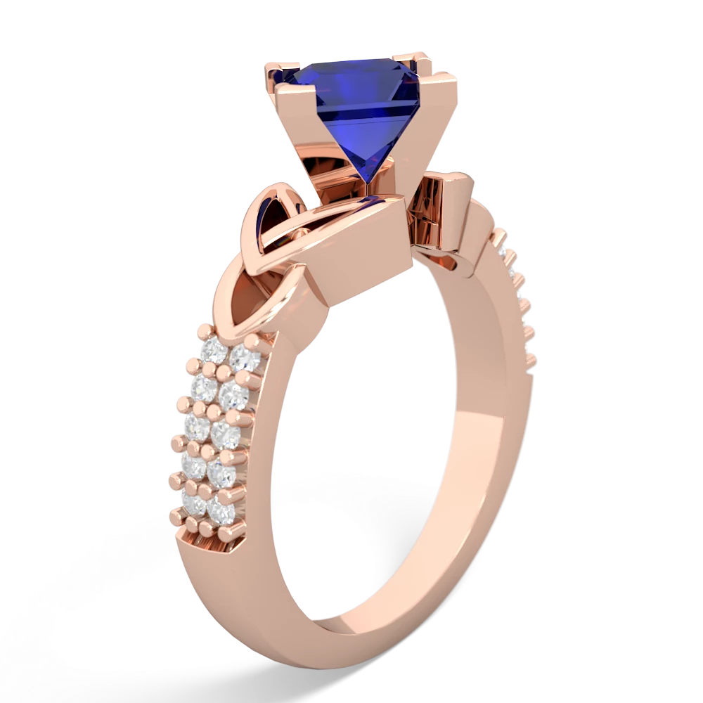 Lab Sapphire Celtic Knot 6Mm Princess Engagement 14K Rose Gold ring R26446SQ