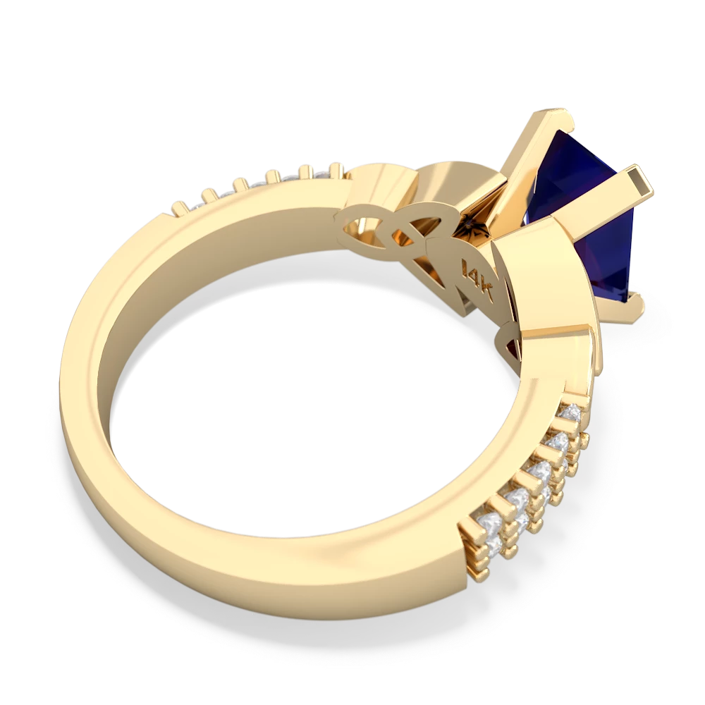 Lab Sapphire Celtic Knot 8X6 Emerald-Cut Engagement 14K Yellow Gold ring R26448EM