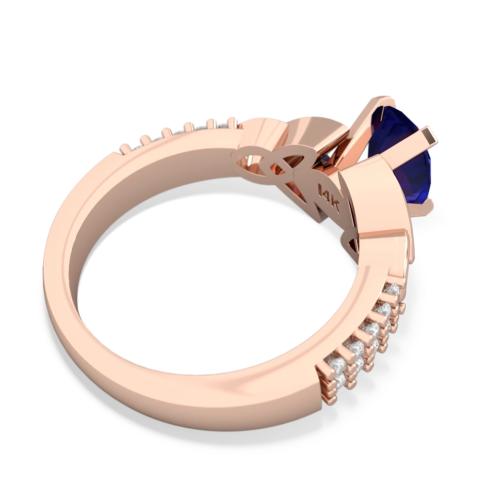 Lab Sapphire Celtic Knot 8X6 Oval Engagement 14K Rose Gold ring R26448VL